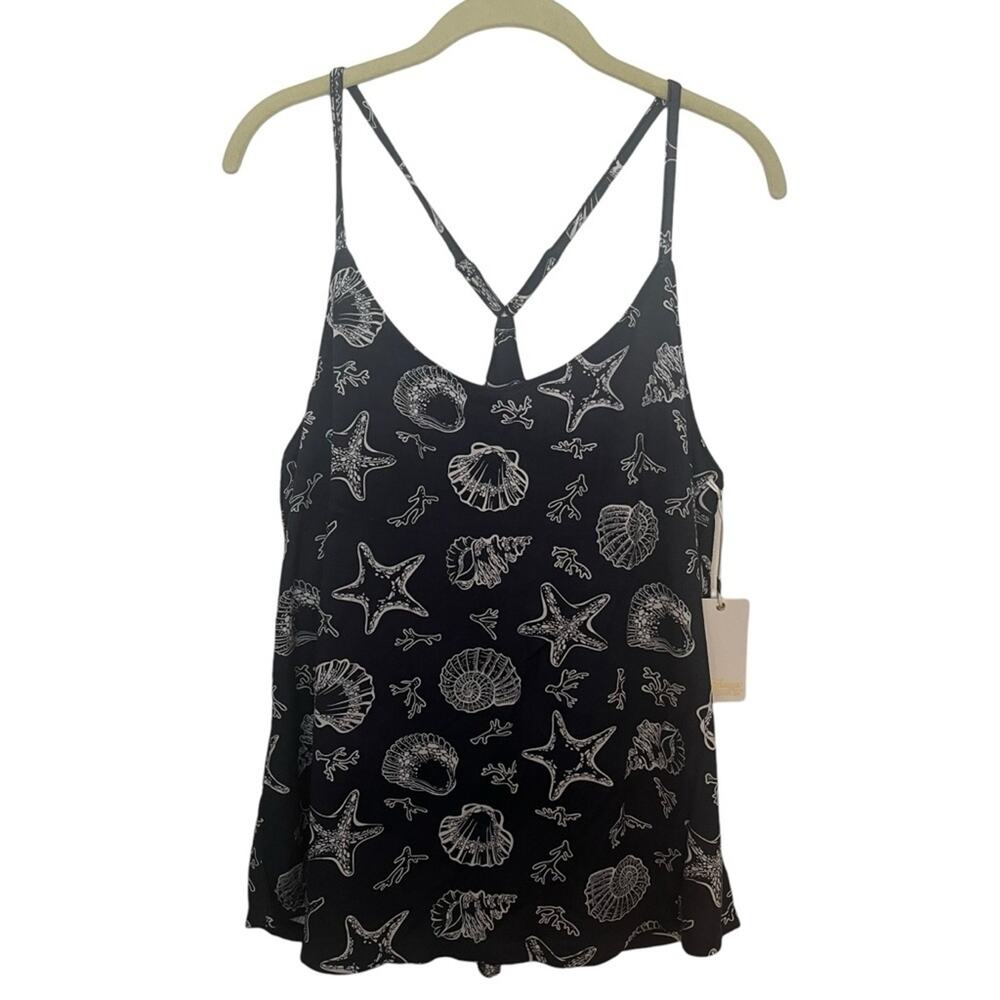 P.J Salvage navy blue seashell women's Cami size large